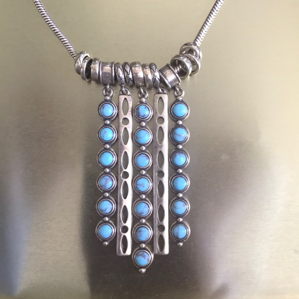 Lucky brand silver and turquoise necklace